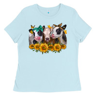 Baby Blue sunflower heifers Ladies Tee - Jasminsmagicworld