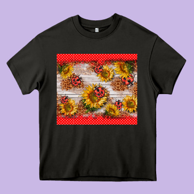 Ladybug Sunflower Heavy Core Tee Designed By Barkaloodesign