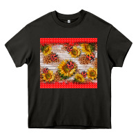 Asphalt ladybug sunflower Heavy Core Tee - BarkalooDesign