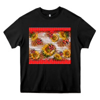 Black ladybug sunflower Heavy Core Tee - BarkalooDesign