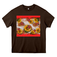 Chocolate Brown ladybug sunflower Heavy Core Tee - BarkalooDesign