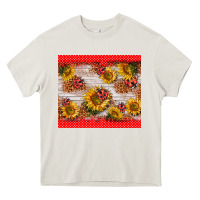 Cream ladybug sunflower Heavy Core Tee - BarkalooDesign