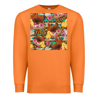 Carrot chicken and chicks with flowers seamless pattern Premium Sweatshirt - FaDigitalArtStudio