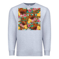 Heather Grey chicken and chicks with flowers seamless pattern Premium Sweatshirt - FaDigitalArtStudio