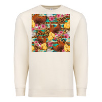 Sandshell chicken and chicks with flowers seamless pattern Premium Sweatshirt - FaDigitalArtStudio