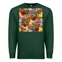 Sports Green chicken and chicks with flowers seamless pattern Premium Sweatshirt - FaDigitalArtStudio