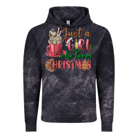 Cloud Black Pink Just a girl who loves Christmas Vintage Hoodie - NancyCooperArtShop