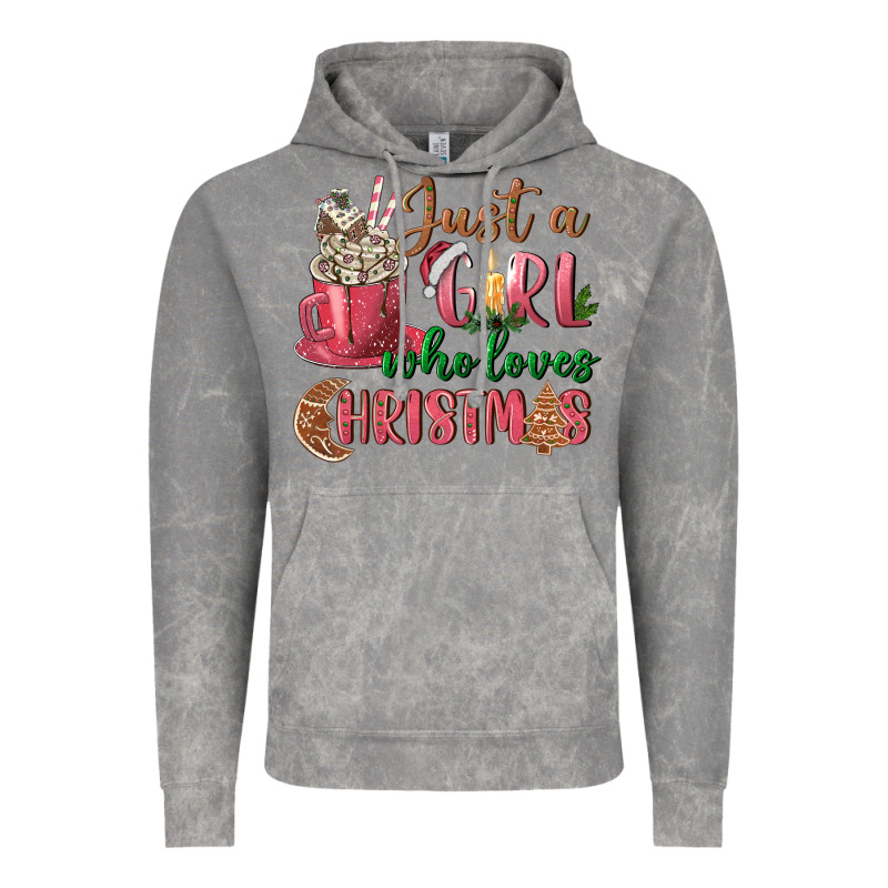 Pink Just A Girl Who Loves Christmas Vintage Hoodie by NancyCooperArtShop | Teevron
