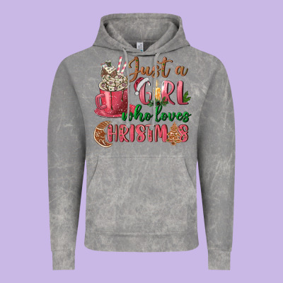 Pink Just A Girl Who Loves Christmas Vintage Hoodie Designed By Nancycooperartshop