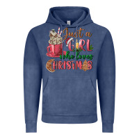 Vintage Denim Pink Just a girl who loves Christmas Vintage Hoodie - NancyCooperArtShop
