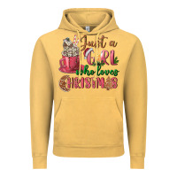 Vintage Mustard Pink Just a girl who loves Christmas Vintage Hoodie - NancyCooperArtShop