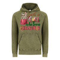Vintage Olive Pink Just a girl who loves Christmas Vintage Hoodie - NancyCooperArtShop
