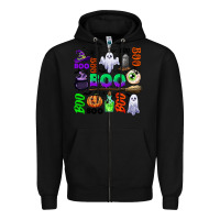 Black boo halloween Zipper Hoodie - CowGirlArtShop