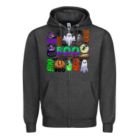 Charcoal Heather boo halloween Zipper Hoodie - CowGirlArtShop