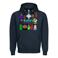 Navy boo halloween Zipper Hoodie - CowGirlArtShop