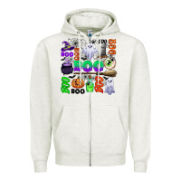 Oatmeal Heather boo halloween Zipper Hoodie - CowGirlArtShop