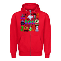 Red boo halloween Zipper Hoodie - CowGirlArtShop