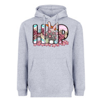 Heather Grey Easter Day Hop bunny Heavyweight Hoodie - OliviaCreatesArt