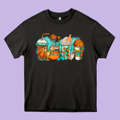 Basketball Coffee Cups Heavy Core Tee Designed By Jasminsmagicworld
