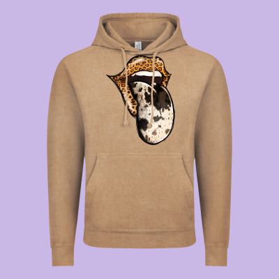 Western Leopard Cowhide Tongue Vintage Hoodie Designed By Jasminsmagicworld