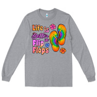 Heather Grey life is better in flip flops Long Sleeve Tee - Jasminsmagicworld