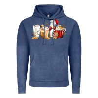 Vintage Denim Christmas Milk and Cookie Latte Coffee Cups Vintage Hoodie - MaliasSmallBusiness
