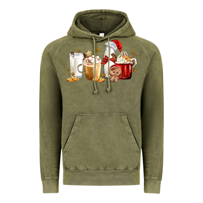 Christmas Milk And Cookie Latte Coffee Cups Vintage Hoodie by MaliasSmallBusiness | Teevron