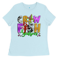 Baby Blue crawfish season mardi gras carnival fleur de lis Ladies Tee - Jasminsmagicworld