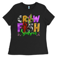Black crawfish season mardi gras carnival fleur de lis Ladies Tee - Jasminsmagicworld