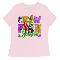 Bubblegum Pink crawfish season mardi gras carnival fleur de lis Ladies Tee - Jasminsmagicworld