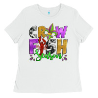 White crawfish season mardi gras carnival fleur de lis Ladies Tee - Jasminsmagicworld
