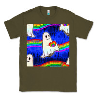 Army Green Pride lgbtq ghosts and heart with rainbow seamless Classic Tee - BundleAndBundleShop