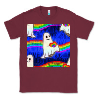 Burgundy Pride lgbtq ghosts and heart with rainbow seamless Classic Tee - BundleAndBundleShop