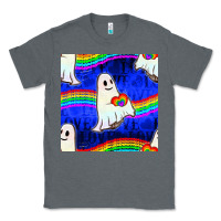 Charcoal Heather Pride lgbtq ghosts and heart with rainbow seamless Classic Tee - BundleAndBundleShop