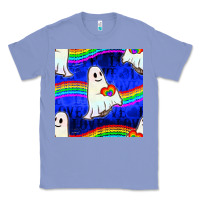 Colony Blue Pride lgbtq ghosts and heart with rainbow seamless Classic Tee - BundleAndBundleShop