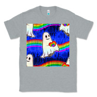 Heather Grey Pride lgbtq ghosts and heart with rainbow seamless Classic Tee - BundleAndBundleShop