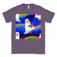 Lavender Pride lgbtq ghosts and heart with rainbow seamless Classic Tee - BundleAndBundleShop