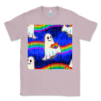 Lilac Pride lgbtq ghosts and heart with rainbow seamless Classic Tee - BundleAndBundleShop