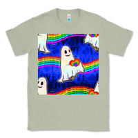 Matcha Pride lgbtq ghosts and heart with rainbow seamless Classic Tee - BundleAndBundleShop