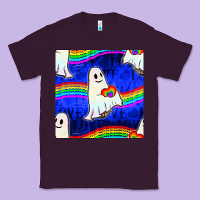 Pride Lgbtq Ghosts And Heart With Rainbow Seamless Classic Tee Designed By Bundleandbundleshop