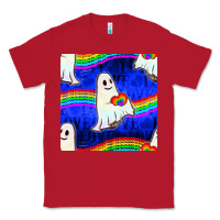 Red Pride lgbtq ghosts and heart with rainbow seamless Classic Tee - BundleAndBundleShop