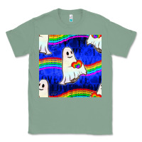 Sage Pride lgbtq ghosts and heart with rainbow seamless Classic Tee - BundleAndBundleShop