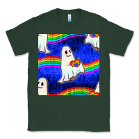 Sports Green Pride lgbtq ghosts and heart with rainbow seamless Classic Tee - BundleAndBundleShop