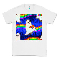 White Pride lgbtq ghosts and heart with rainbow seamless Classic Tee - BundleAndBundleShop