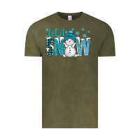 Vintage Olive let it snow with cute snowman bbs Vintage Tee - BundleAndBundleShop