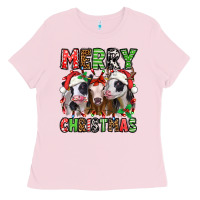 Bubblegum Pink merry christmas heifers Ladies Tee - Jasminsmagicworld