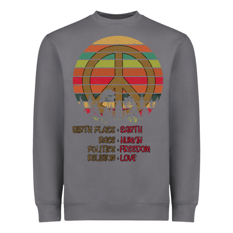 Birthplace Earth Race Human Peace Sign Hippie Heavyweight Sweatshirt by Bettercallsaul | Teevron