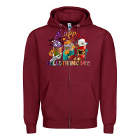 Burgundy hallothanksmas coffee cups Zipper Hoodie - CowGirlArtShop