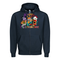 Navy hallothanksmas coffee cups Zipper Hoodie - CowGirlArtShop