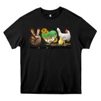 Black Peace Love Leghorn Chicken Heavy Core Tee - LillyAllenDesigns